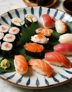 日式寿司拼盘美食展示