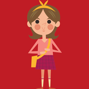 可爱卡通女孩持包造型