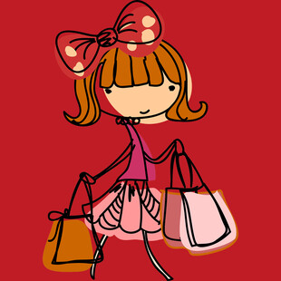 购物女孩的可爱插画