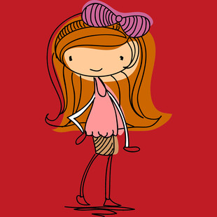 戴蝴蝶结的卡通女孩