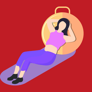 女子仰卧健身锻炼场景