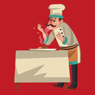 厨师桌边专注烹饪瞬间