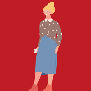 时尚女士插画复古风穿搭