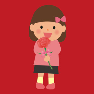 手持玫瑰的可爱小女孩