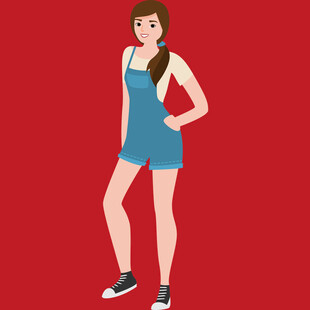 穿背带裙的时尚女孩