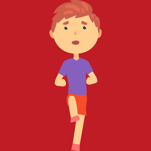 奔跑的红衣小男孩