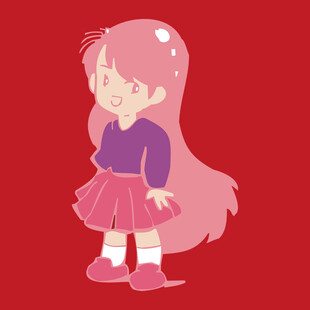 粉色长发可爱女孩形象