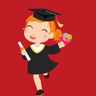 毕业女孩开心庆祝瞬间