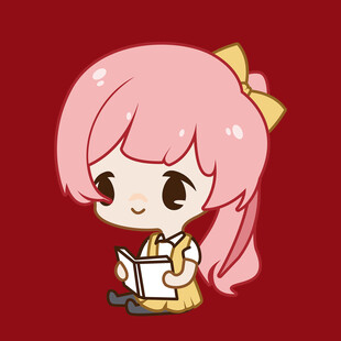 粉色头发萌系女孩看书