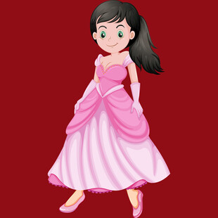 穿粉裙的可爱卡通女孩