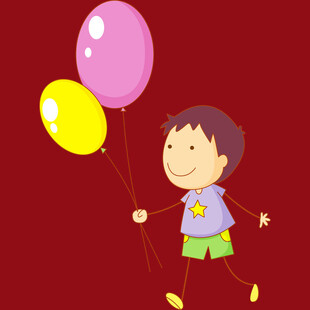 手持气球的快乐小男孩