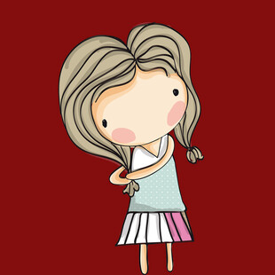 可爱扎辫女孩卡通形象