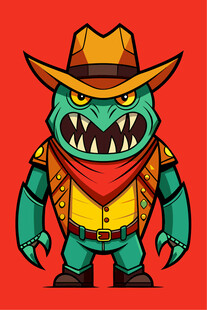 西部风怪兽牛仔形象