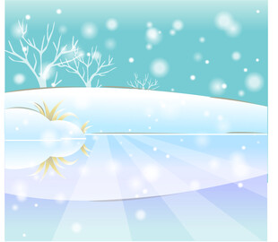 冬日雪景中的宁静水面