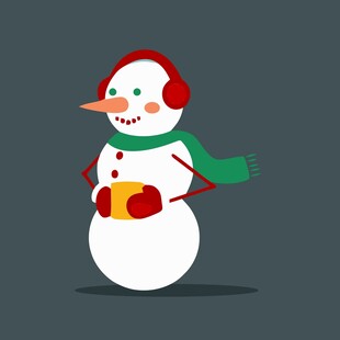 戴耳机的可爱雪人