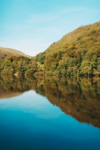 宁静湖景与青山倒影