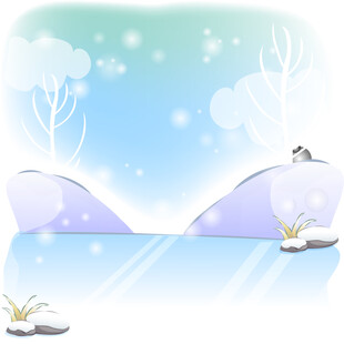 冬日雪景中的宁静河岸