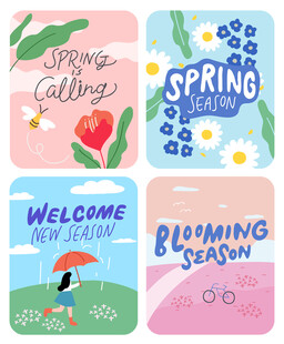 春季主题插画卡片