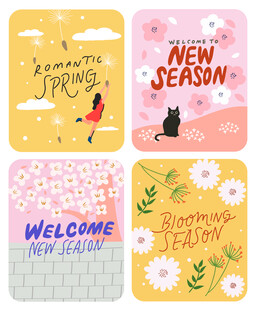 可爱插画风格装饰图案集合