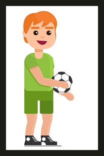 男孩手持足球开心模样