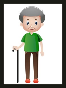 拄拐的老年男性形象