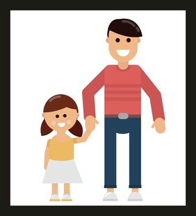 父亲牵女儿温馨瞬间