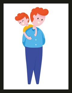 父亲肩扛孩子温馨画面