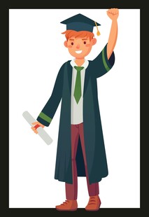 毕业学士开心举臂庆祝