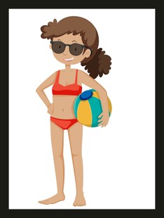 穿比基尼拿球的女孩