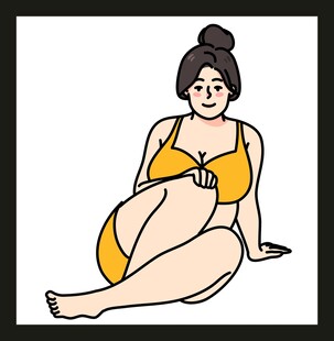 坐着的丰满女性比基尼形象