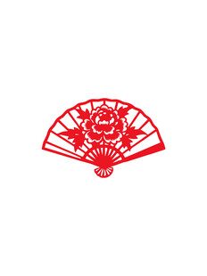 红色剪纸折扇图案