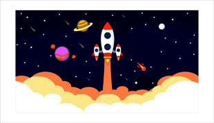 火箭升空探索浩瀚宇宙