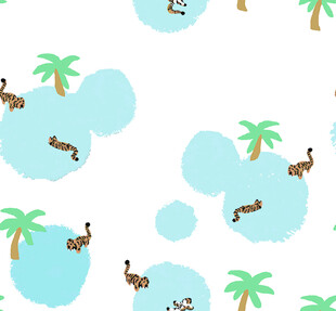 热带风动物与棕榈树图案