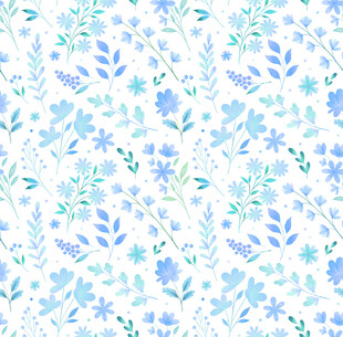 清新蓝白花卉图案背景