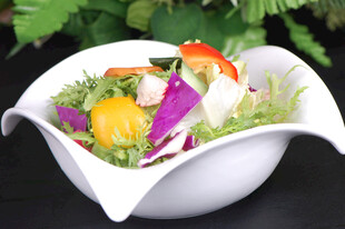 精致蔬菜沙拉摆放在白碗中