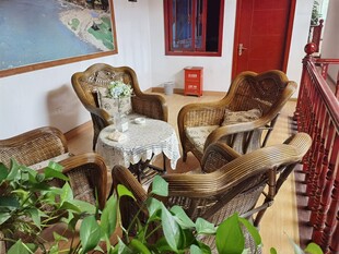 复古客厅沙发绿植一角