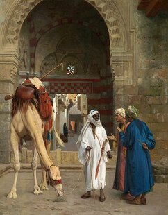 阿拉伯集市中的商队场景