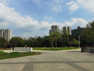 城市开阔广场与远景建筑