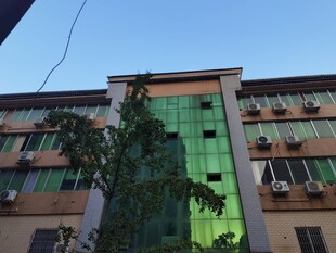 现代绿色玻璃外墙建筑