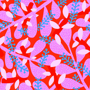 红色背景花卉图案纹理