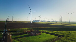 田野上的风力发电机组