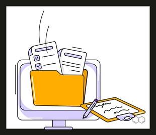 电脑前的文件处理场景