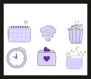 紫色系简约办公生活图标