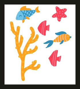 海洋生物手绘图案素材