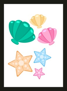 海洋贝壳与海星插画