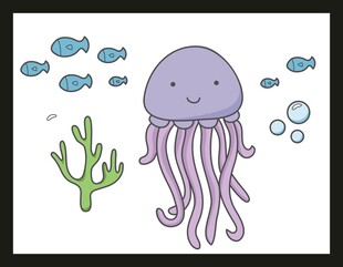 可爱海底生物插画