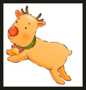 跳跃的驯鹿颈挂铃铛