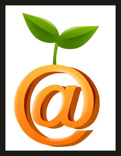 带绿植的橙色符号图标