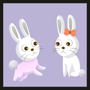 两只可爱兔子插画