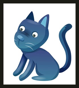 蓝色卡通猫咪形象